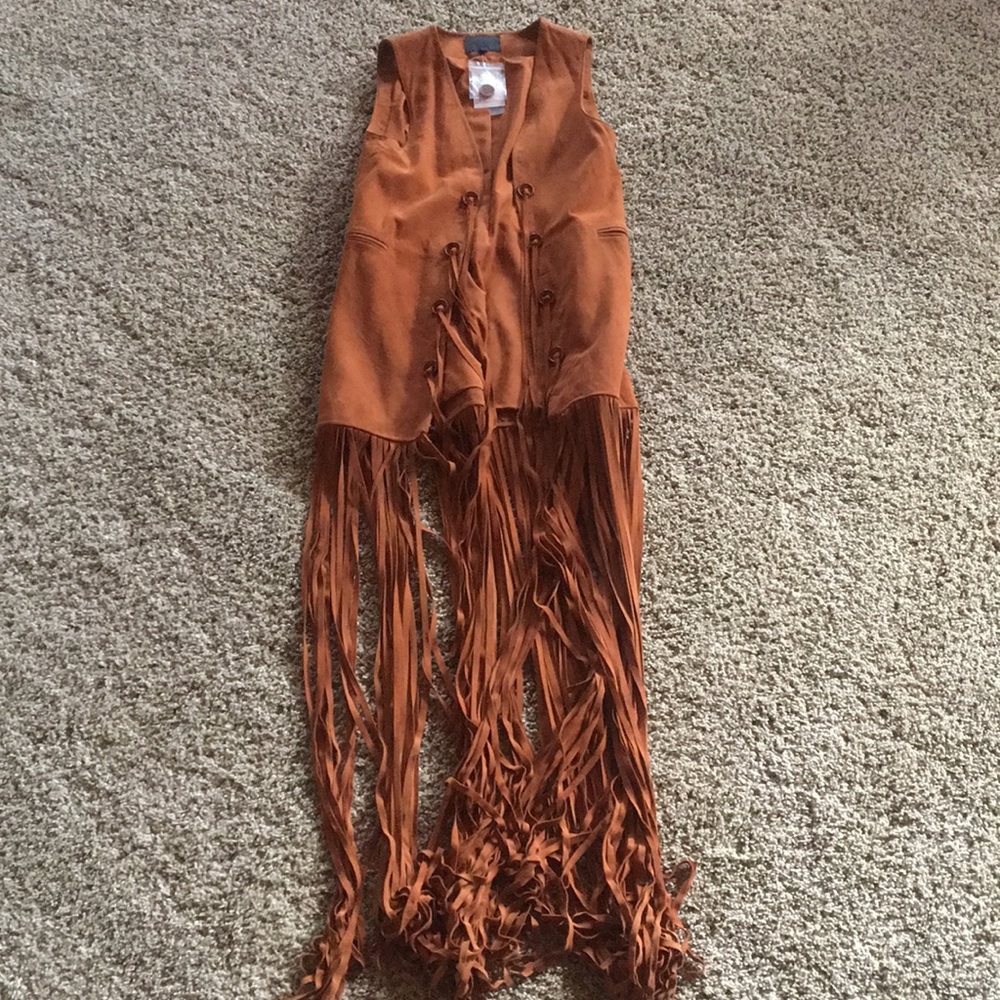 Intermix collection fringe vest